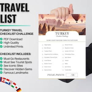 Turkey Travel Checklist PDF | Turkey Bucket List Printable | Vacation & Trip Planner