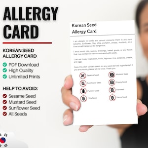koreanische Samen-Allergiker-Karte für Reisen & Restaurants | Sesam- und Samenallergie in Korea (Digitaler Download)