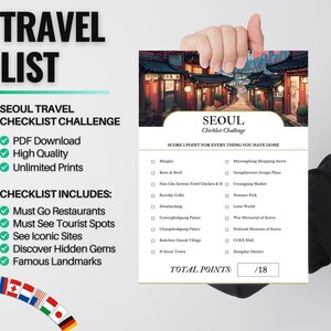 Seoul Vacation Planner PDF | Seoul Bucket List Gift | Travel Checklist & Trip Printable