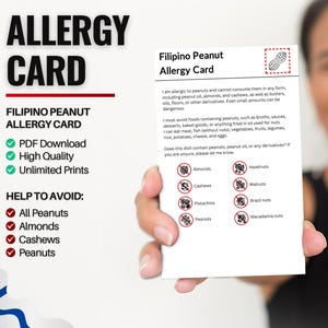 Filipijnse pinda-allergiekaart voor reizen en restaurants | Pinda- en notenallergie in de Filipijnen (digitale download)