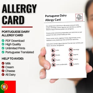 "Allergikerkarte ""Portugiese"" für Reise & Restaurants |." Milch und Milchallergie in Portugal (Digitaler Download)