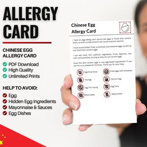 Chinesische Ei-Allergiker Karte für Reisen & Restaurants | Eiallergie in China (Digital Download)