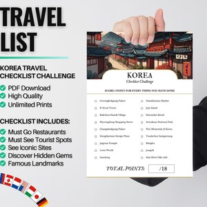 Korea Trip Travel Guide | Korea Printable Checklist | Dream Experiences & Planner