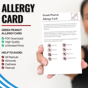 Griechisch Erdnuss-Allergiker Karte für Reise & Restaurants | Erdnuss- und Nussallergie in Griechenland (Digitaler Download)