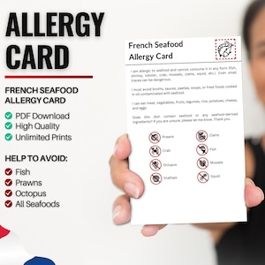 Französische Meerestierallergiker Karte für Reise & Restaurants | Fisch und Meerestierallergie in Frankreich (Digital Download)