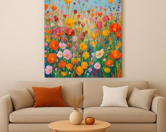 Floral Paint by Numbers Kit: DIY Acrylic Canvas Painting, Vibrant  Wildflowers Art, Sip & Paint