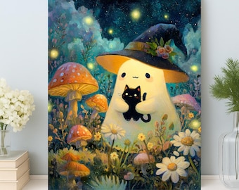 Ghost and Cat Paint by Numbers Kit: Halloween Witch DIY Art