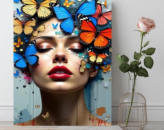 Schmetterling Frau Malen nach Zahlen Kit: Acryl auf Leinwand, moderne Kunst, Home Decor