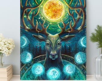 Mystical Stag Paint by Numbers Kit: Celestial Forest DIY Acrylic Art