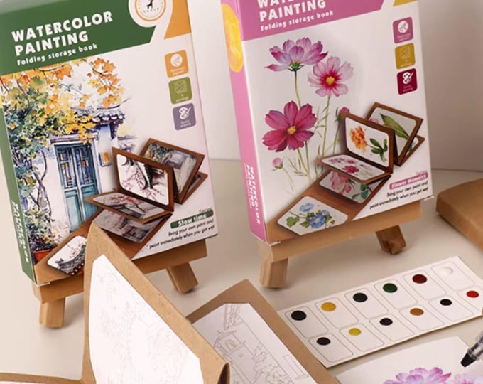 Watercolor Painting Kit: Travel Art Set with Brush & Paints