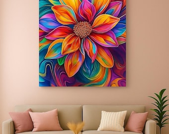 Abstract Floral Paint by Numbers Kit: DIY Acrylic Canvas Art, Colourful Wall Art