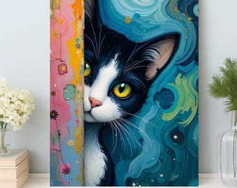 DIY Cat Paint by Numbers Kit: Colorful Acrylic Canvas Art