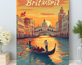 Venice Gondola Sunset Paint by Numbers Kit: DIY Canvas Wall Art