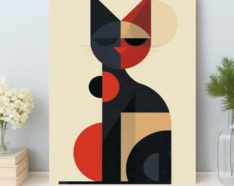 Abstract Cat Paint by Numbers Kit: Geometric DIY Acrylic Painting