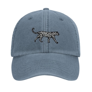 Embroidered Leopard Cap – Vintage Washed Dad Hat Adjustable Animal Lover Baseball Hat – Cotton Unisex Cap