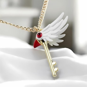 Collar de Sakura Card Captor de anime japonés, gargantilla con forma de pájaro Sakura, colgante con dije de joyería de anime - Regalo para amantes del anime