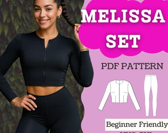 Activewear Sewing Pattern: Crop Top & Leggings (PDF Download, XXS-5XL)
