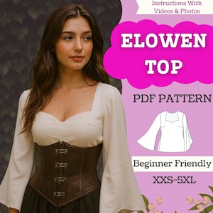 Inverted Sweetheart Chemise PDF Sewing Pattern |Renaissance Peasant Blouse w/ Bell Sleeves |Cottagecore Undershirt XXS-5XL |Instant Download