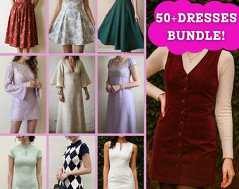 50+ Dress Sewing Pattern Bundle: Mini Midi Maxi Dresses, PDF Instant Download, Beginner Friendly, Size Inclusive, Video & Photo Instructions