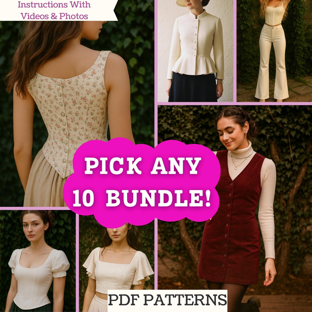 Pick Any 10 Women’s Sewing Patterns – PDF Bundle, Instant Download (A0 ...
