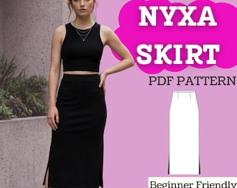 Skirt Sewing Pattern: Women’s Ankle-Length Maxi, Double Side Slits (Printable PDF, XXS–5XL)