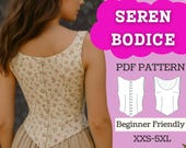Floral Button-Back Bodice Sewing Pattern: Cottagecore Corset Bustier (PDF Download XXS-5XL)