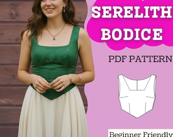 Medieval Square-Neck Bodice Sewing Pattern (PDF Download): V-Hem Renaissance Top, Women’s XXS–5XL.