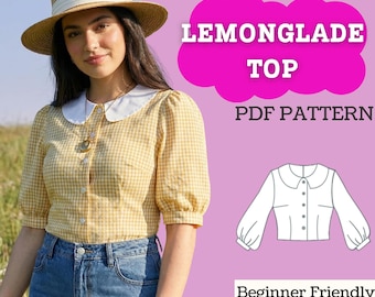 Peter Pan Collar Blouse Sewing Pattern: Women’s Bishop Sleeve Top (PDF Download, XXS-5XL)