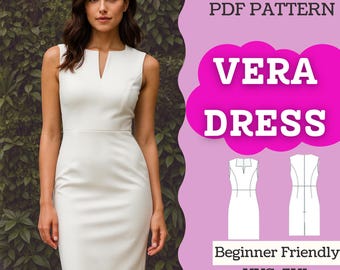 Princess-Seam Sheath Dress PDF Sewing Pattern: Body-Con Office Style (XXS-5XL A0/A4/Letter Digital Download)