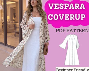 Kaftan Dress Sewing Pattern: Women's Deep V-neck Midi Beach Cover-up (PDF  Download, XXS-5XL) - Etsy Israel