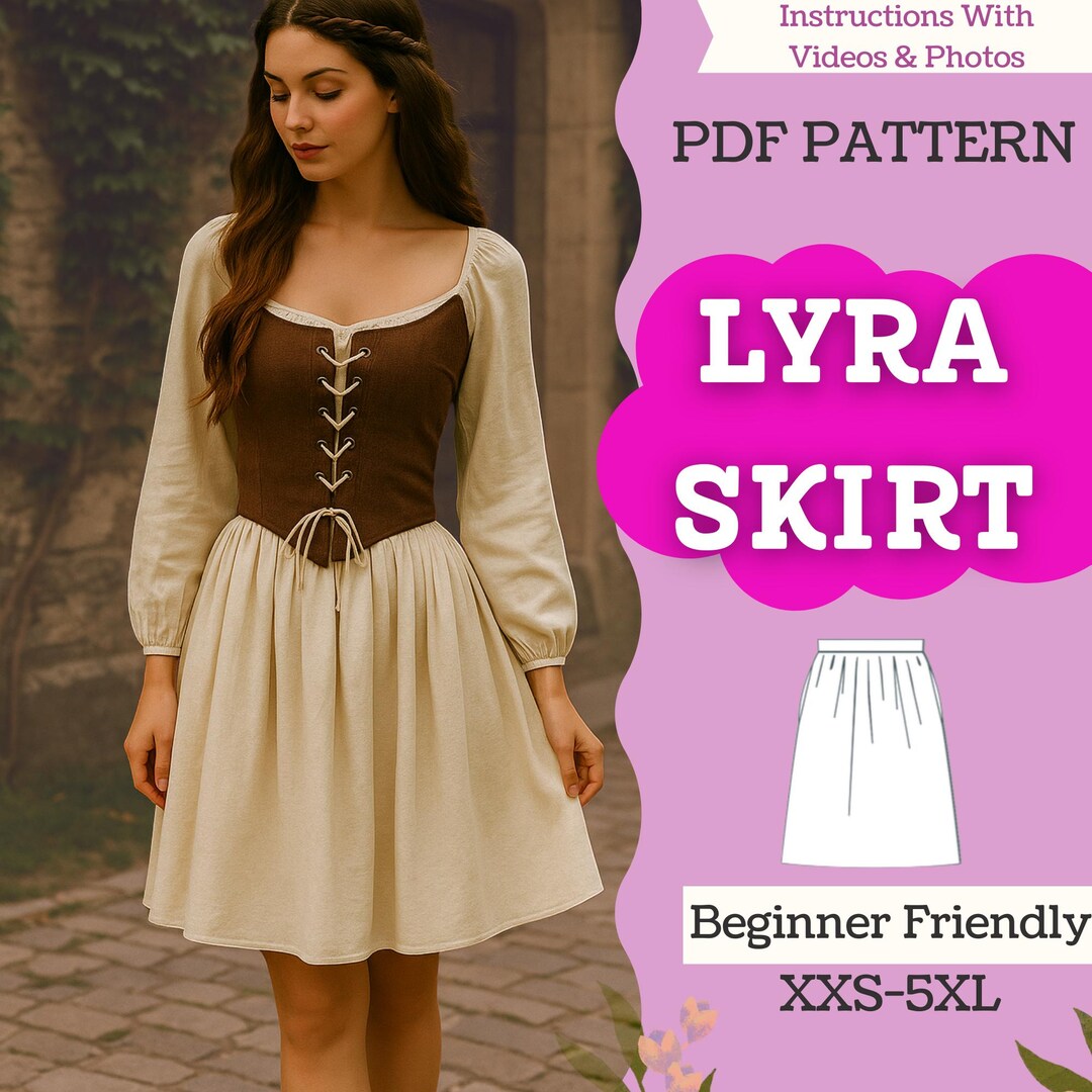 Padrão de costura para saia franzida Cottagecore: estilo camponês