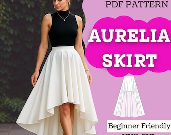 Aurelia Skirt Sewing Pattern: Women’s High-Low Maxi Circle Skirt (PDF Download, XXS–5XL)