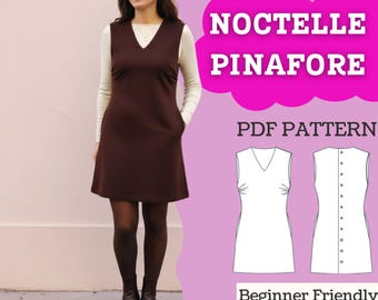 A-Line Pinafore Dress Sewing Pattern (PDF Download): Loose-Fit Mini Jumper, Beginner Friendly, Women’s Sizes XXS–5XL