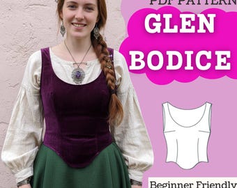 Medieval Bodice Sewing Pattern (PDF) – Women’s Fitted Renaissance Bodice Top, Digital Download