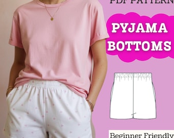 Elastic-Waist Sleep Shorts Sewing Pattern: Beginner Friendly (XXS-5XL) (PDF Download)