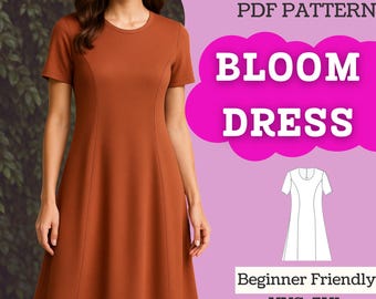 Trapeze Dress Sewing Pattern: Beginner-Friendly A-Line (PDF Download,  XS-5XL A0/A4/Letter)