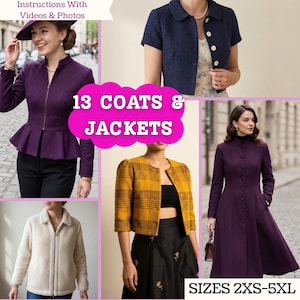 Paquete de patrones de costura para abrigos: Patrones de chaqueta y abrigo vintage en PDF (descarga instantánea, tallas XXS-5XL)