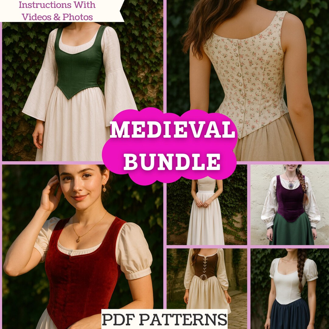 Renaissance Costume Pattern Bundle (PDF) — Corset Bodice, Peasant ...