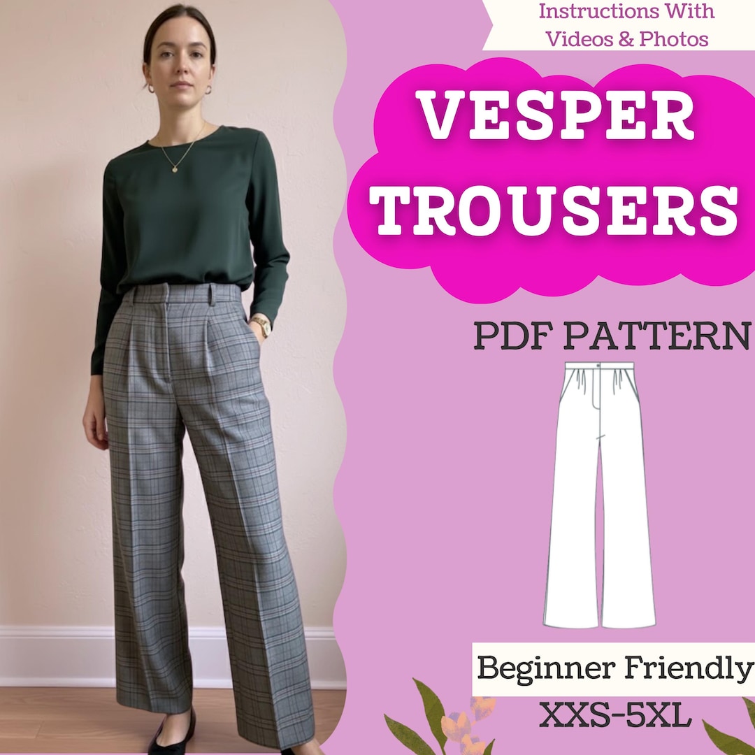 Pleated Wideleg Trousers Sewing Pattern (PDF Download) Highwaist — free download