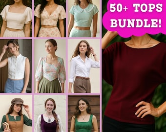 50+ Women’s Tops Sewing Pattern Bundle: Blouse And Shirt Patterns, PDF Instant Download, Capsule Wardrobe, Video & Photo Guide