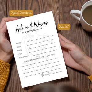 CONSEJOS Y DESEOS para el GRADUADO / Tarjeta digital / Consejos de graduación / Imprimir en casa / Tarjeta de maestros / Fiesta de graduación / Recuerdo de graduación