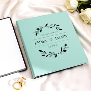 Personalized Wedding Binder, Wedding Guest Books, Wedding Planner, Custom Leather Binder, 3-Ring Leather Blank Binder, Engraved Binder