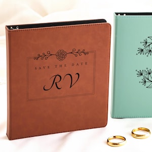 Personalized Wedding Guest Books, Wedding Binder, Wedding Planner, Custom Leather Binder, 3-Ring Leather Blank Binder, Engraved Binder