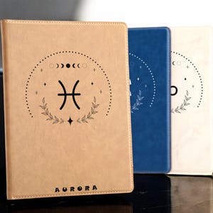 Benutzerdefinierte Sternzeichen Leder Mappe, personalisierte Sternzeichen Leder Mappe, Geburtstagsgeschenke, Astrologie Geschenk, Sternzeichen Geschenk, Geschenk für sie