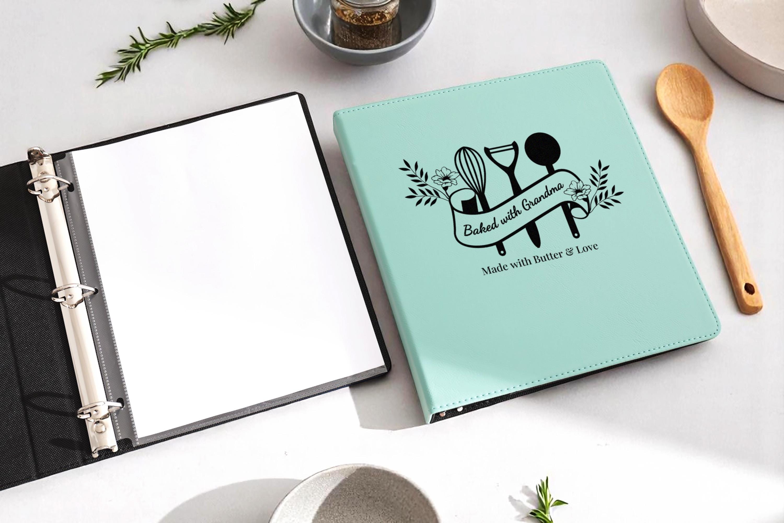 Personalized Vegan Leather Recipe Binder: Engraved Grandma's Kitchen - Christmas Gifts