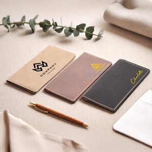 Personalized Vegan Leather Checkbook Cover: Custom Company Logo