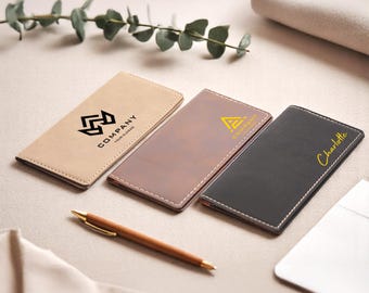 Company Logo Checkbook Cover, Leather Checkbook, Custom Name Leather Checkbook, Personalized Checkbook Case, Business Gift, Corporate Gift