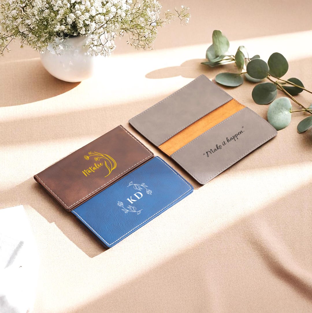 Personalized Leather Checkbook Cover, Custom Floral Engraved Checkbook ...