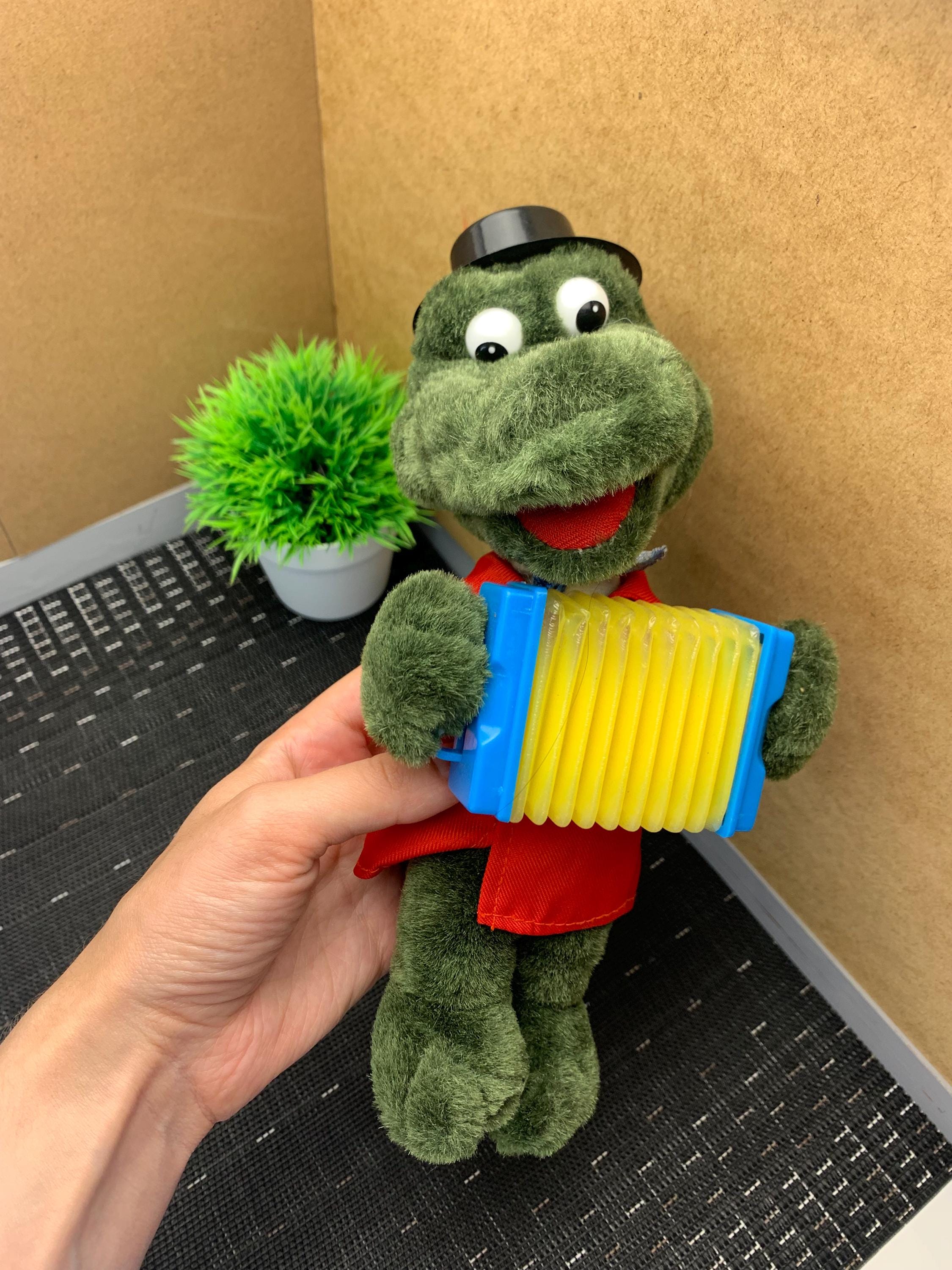 Legendary,popular,crocodile Gena from Soviet cartoon,groovy, with accordion, Vintage plush toy, Retro, Gena crocodile plush, toy, Soviet toy