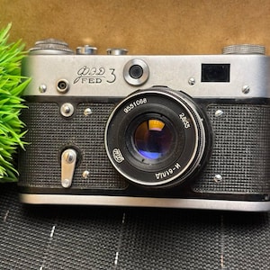 Working film camera,Camera Fed 3,Vintage Soviet,camera for photographer,camera with Lens Industar,Vintage Camera made in USSR,copy Leica